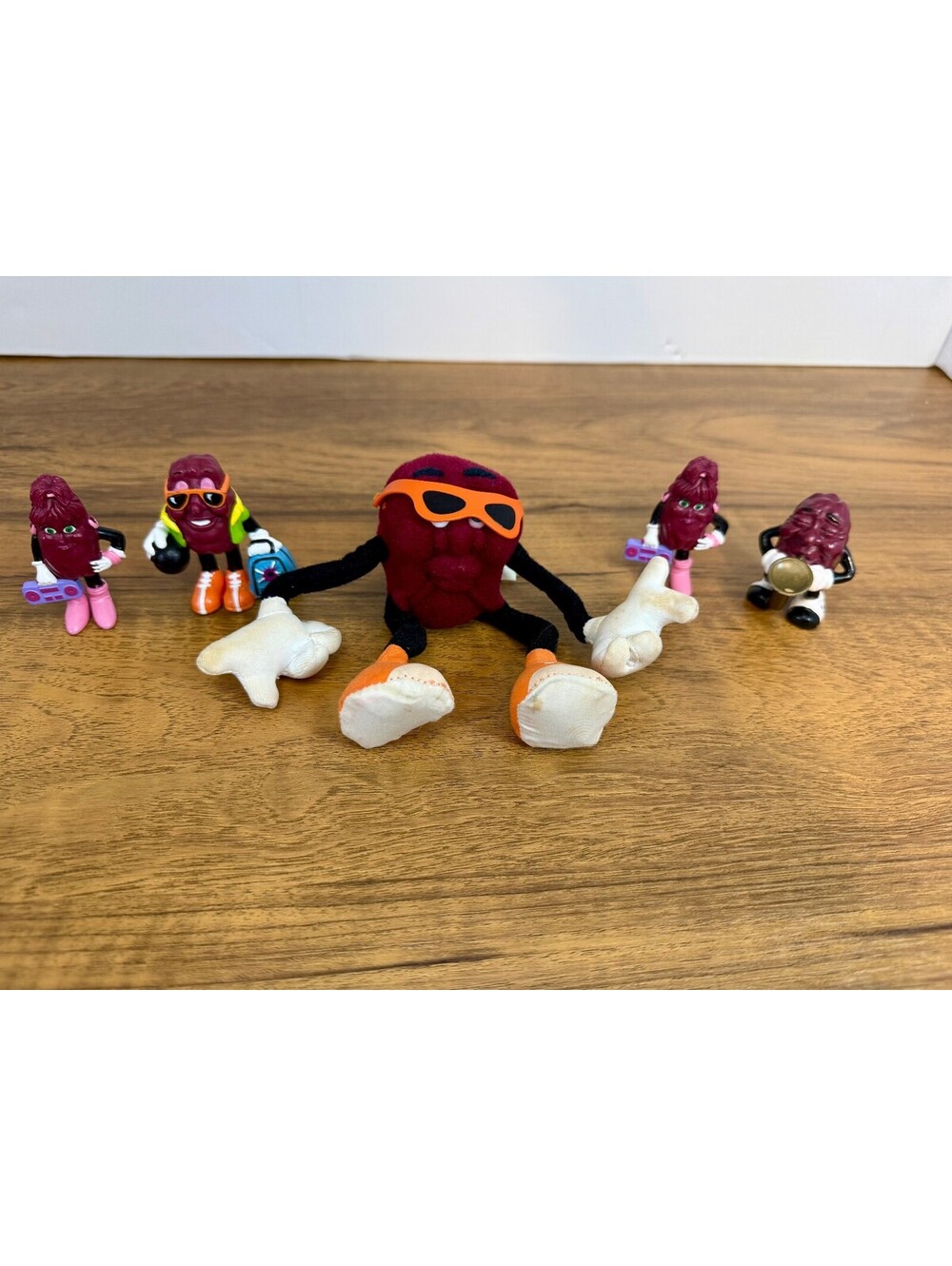 Vintage California Raisins Toy Lot of 5 Plush & PVC Figures 1980s Applause